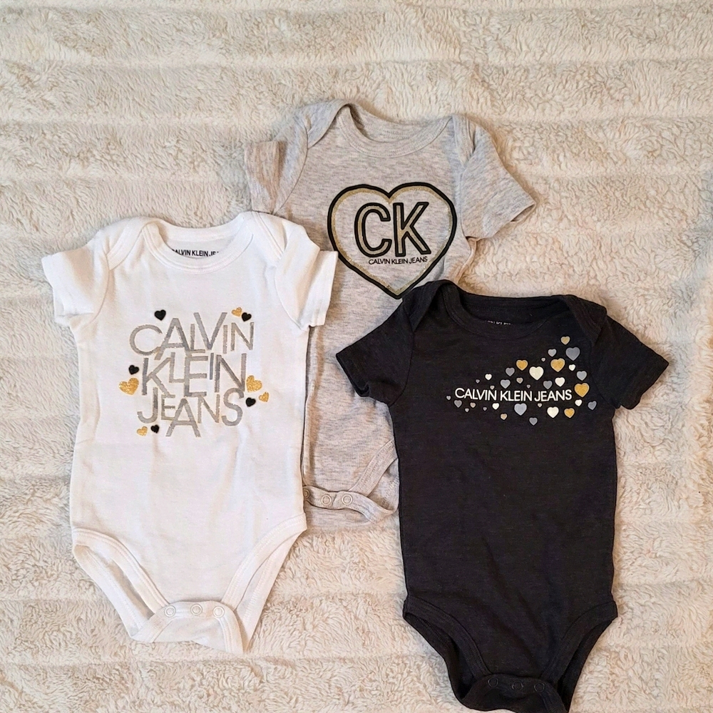 **SOLD**3PC 3/6 MONTH CALVIN KLEIN JEANS ONESIE SET